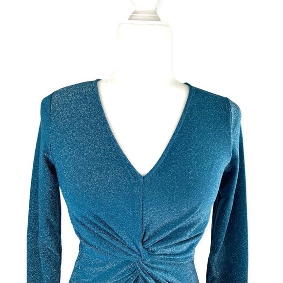 Allegra K Shine Green Long Sleeve V-Neck Women's Dress Size S - Picture 5 of 10